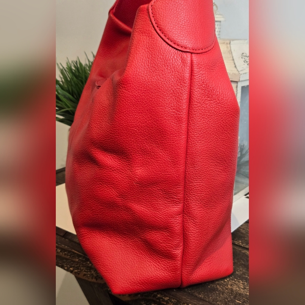 Dooney & Bourke Logo Lock Vibrant Red Hobo Bag - Picture 5 of 16
